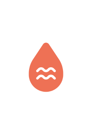 Orange droplet with white wave lines inside on white background.